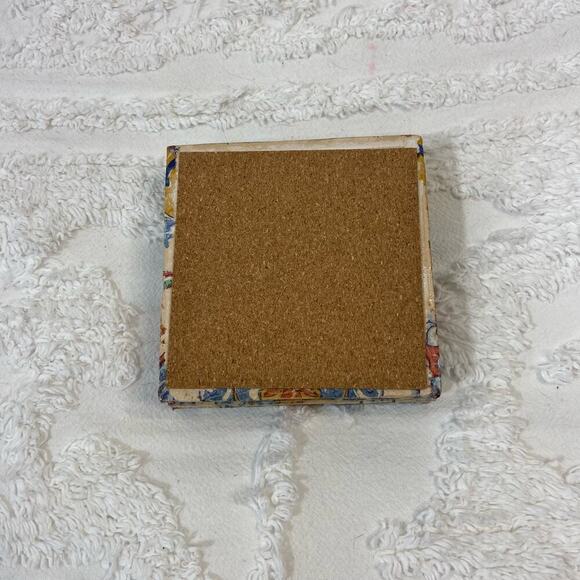 HANDMADE Cork Coaster Set of 4 Spanish Tile Style Vibrant Hacienda Tuscan Casita - Picture 4 of 6